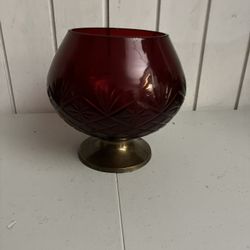 Imported Vintage Red Ruby Candle Holder 