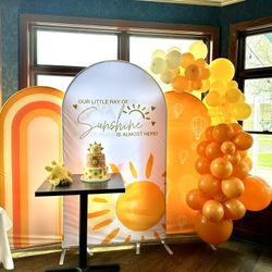 Sunshine Baby Shower Arch Backdrop Cover Boy Girl Gender Reveal Party Stand