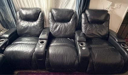 Black leather couches