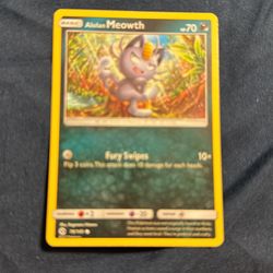 Alolan Meowth Holo/Shiny - 8/12 McDonald's 2017 Excellent - Pokemon Card