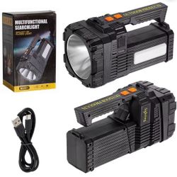 Multifunctional Searchlight W5168-1 300000 Lumens Highlight Led-Flood Cob, Phone bank, USB-C Rechargeable
