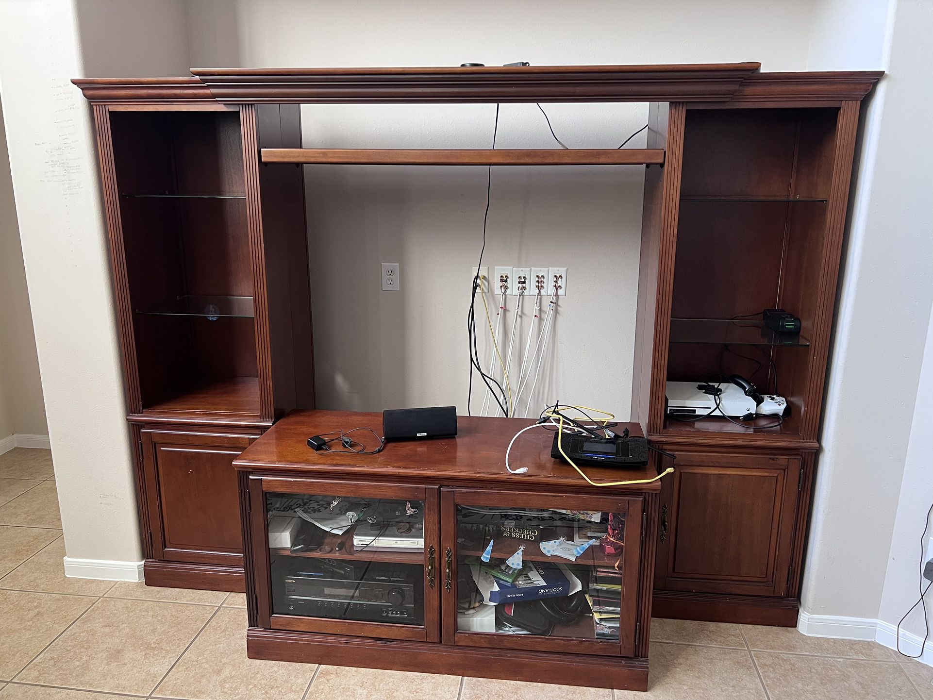Solid Wood TV Stand Cabinets With Lights 