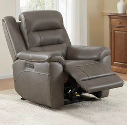 Mason Leather Power Recliner with Power Headrest. New.