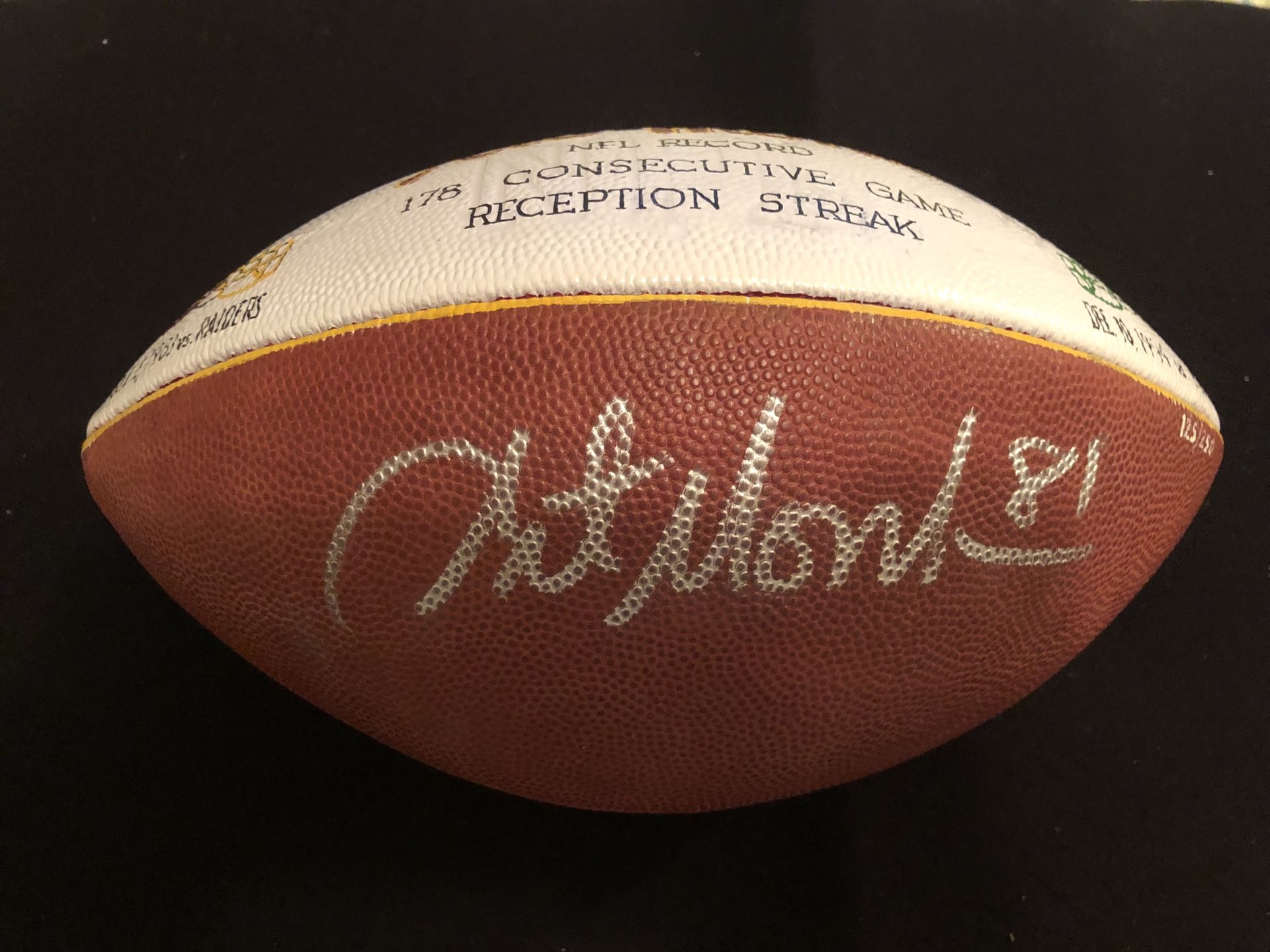 Art Monk Autographed Football! Limited Edition of his Record Breaking Receptions Streak with the Washington Redskins and Jets! Only 2 left!