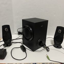 The Creative Inspire T3030 is a 2.1-channel wired speaker system