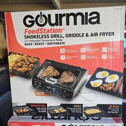 foodstation smokeless grill griddle air fryer 