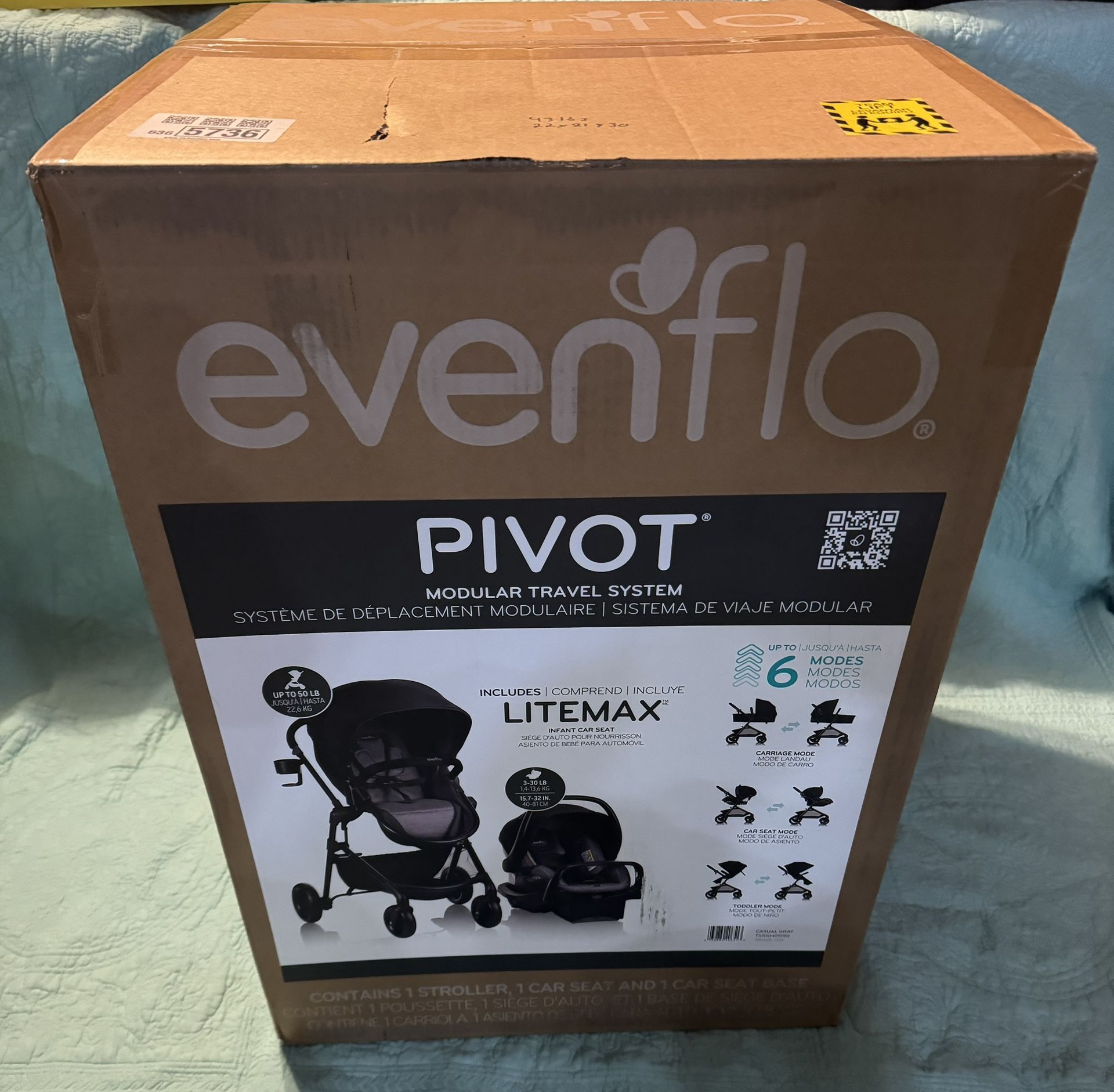 EVENFLO PIVOT MODULAR TRAVEL SYSTEM WITH LITEMAX INFANT CAR SEAT