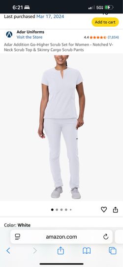 Adar Addition Go-Higher Scrub Set for Women - Notched V-Neck scrub top and skinny cargo bottom