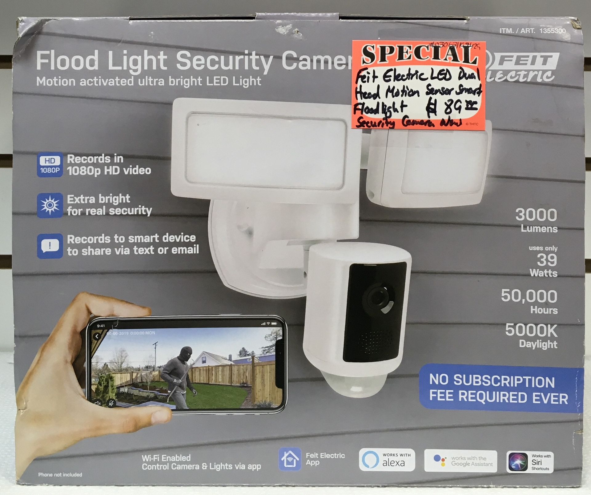 Feit Electric LED Dual Head Motion Sensor Smart Flood Light Security Camera New