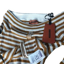 AUTHENTIC ,MISSONI WOMEN’S ,METALLIC STRIPED  SILVER AND COOPER , CROP CARDIGAN SIZE S.