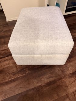 White wash color Upholstered Ottoman Footstool