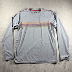 Prana Calder Tech Men’s M Gray Performance Long Sleeve Graphic Shirt UPF 50 #11A