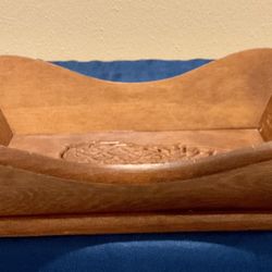Vantage Rectangular Wooden Hospitality Tray with Carved Pineapple