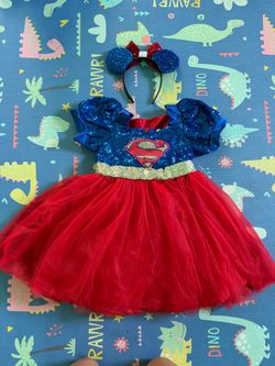 Girls Supergirl Tutu Costume Dress with Headband