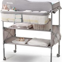 Sweeby Portable Baby Changing Table, Foldable Changing Table Dresser Changing Station for Infant, Waterproof Diaper Changing Table Pad Topper, Mobile 