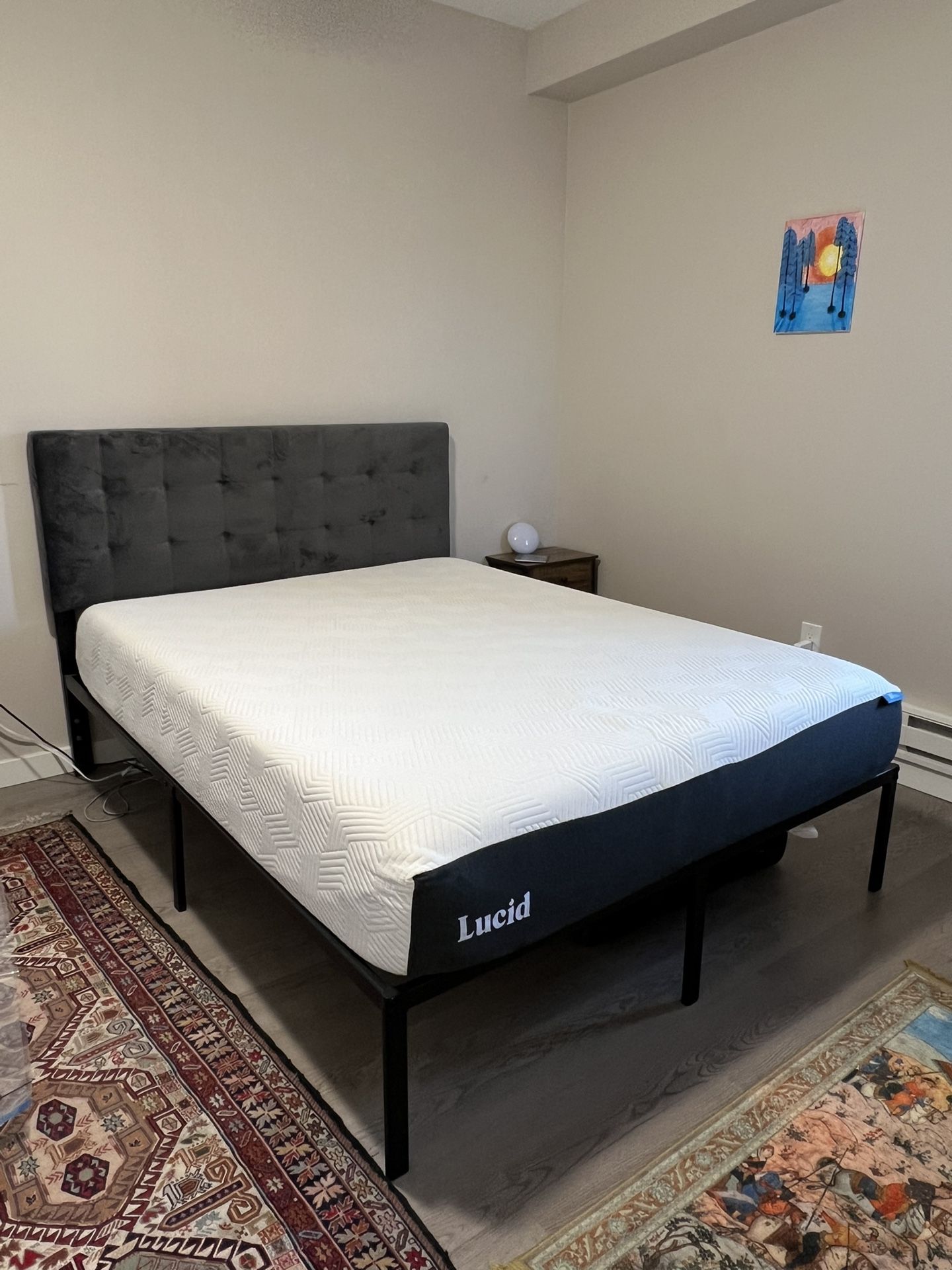 Queen Bed Set – Mattress, Frame, and Headboard (Can Sell Separately)