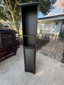 Tall Black Storage Cabinet with Shelves