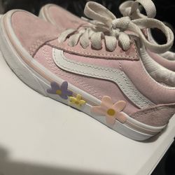 Girls Flower Vans Size 11c. 