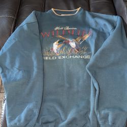 VTG 90s Danaggers Wildlife Field Exchange Duck Nature Art Blue Sweatshirt