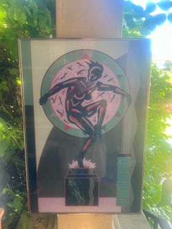 “Tulsa Time:” Vintage 90s Framed Art Deco Style Art Poster: