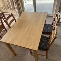 IKEA Wooden Dining Table With 3 Chairs 