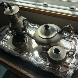 Vintage M& F English Corp. Silver Plated Coffee Coffee Set  With Tray
