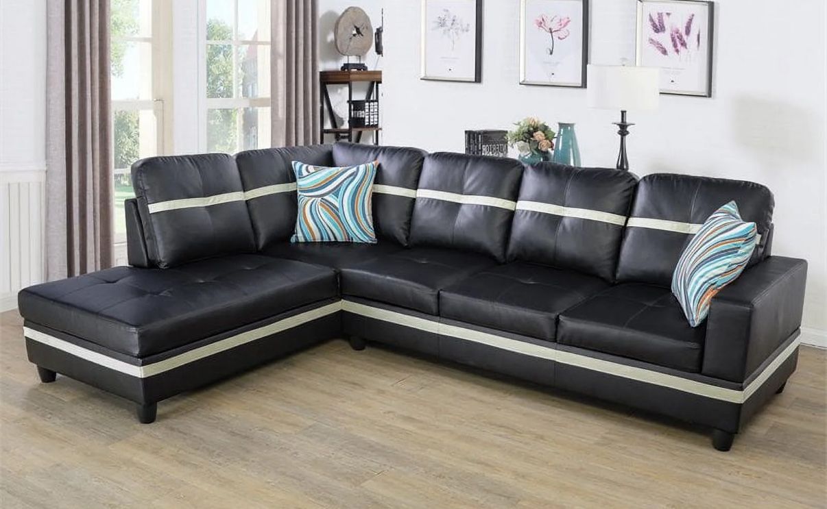 Black Leather Sectional