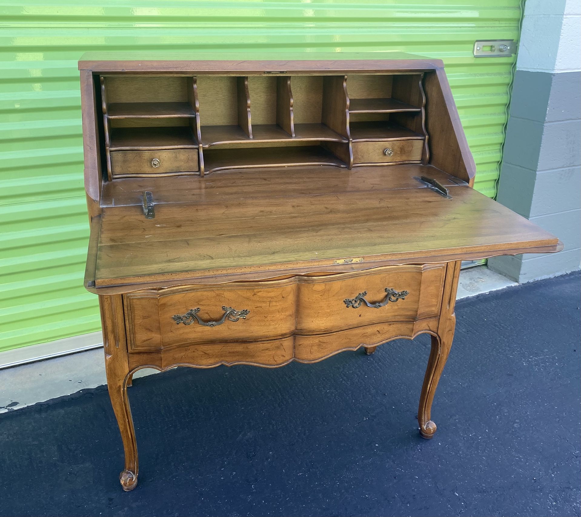 Vintage Walnut Drop-Front Secretary Desk