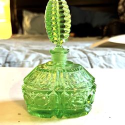 green cut crystal perfume bottle ca