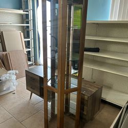 Wood/Glass Cabinet With 5 Shelves 