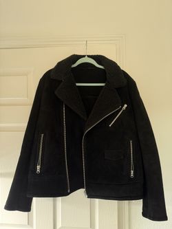 Premium Suede Biker Jacket Size 42R Black