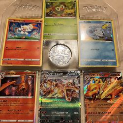 6 Pokemon Cards Charizard & Scorbunny Sword & Shield Poster Cards