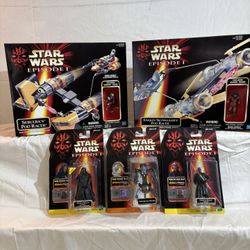 1998 Star Wars Episode I Anakin + Sebulba Pod Racers + Darth Maul Variants and Destroyer Droid! NIB