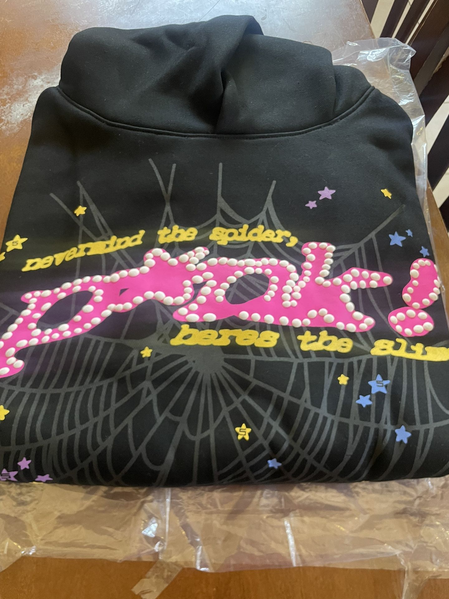 spider hoodie pink