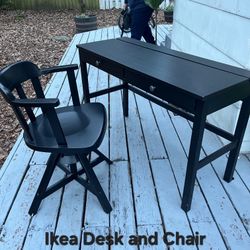 Newer Ikea Desk and chair set in black 
