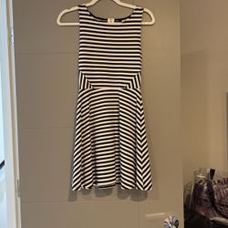 Formal Black Striped White Dress
