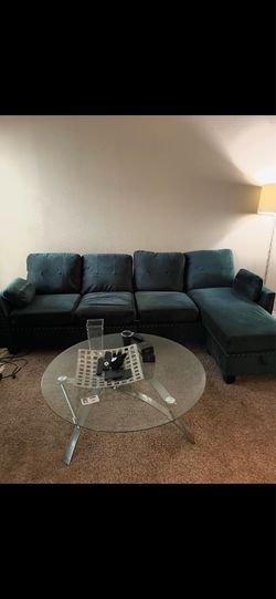 Dark Green Sectional Couch – Great Condition