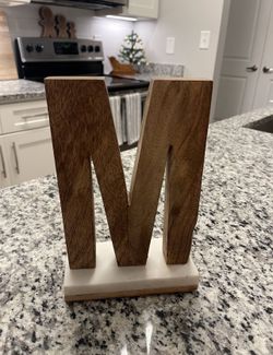 Wooden Letter M With Marble Bottom