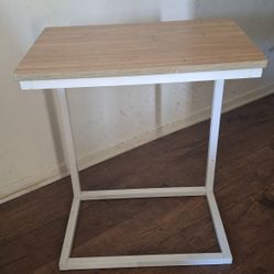 C Shaped Wood Side Table 