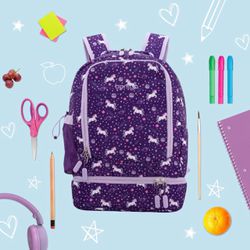 NEW Bentgo Girls 2 In 1 Backpack With Lunchbox - Purple Unicorn 