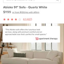 Article Abisko Quartz White Sofa