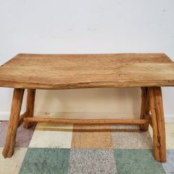 Rustic Live Edge Wooden Mortised Bench - Hand Crafted