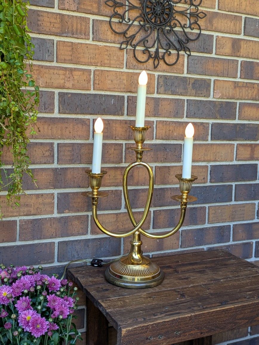 Beautiful MCM Table Lamp Candelabra Brass