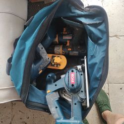 Ryobi Bag With Sawsall Skil Saw 2 Drills Iron Shape Sander