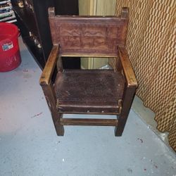 Leather Hand Crafted Kids Chair In Great Condition Only 20$