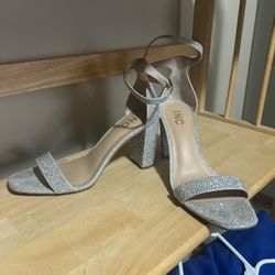 silver crystal rhinestone heels size 8