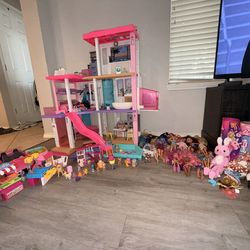 Huge Barbie Dream House Bundle - Dolls, Furniture, Accessories