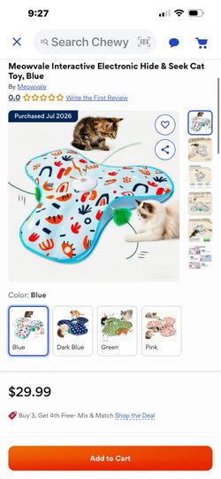 Interactive Electronic Hide & Seek Cat Toy, Blue