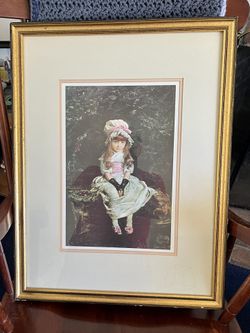 Print Of Young Girl Sitting On Wall 