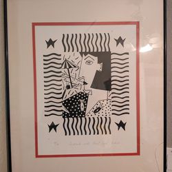 Vintage framed print titled "Cocktails with Aunt Carol" and numbered 36/98